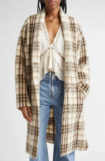 Isabel Marant Étoile Gabriel Plaid Wool Blend Coat In Brown