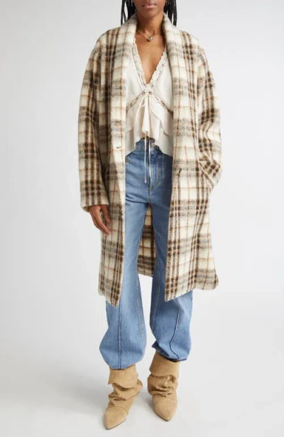 Isabel Marant Étoile Gabriel Plaid Wool Blend Coat In Brown