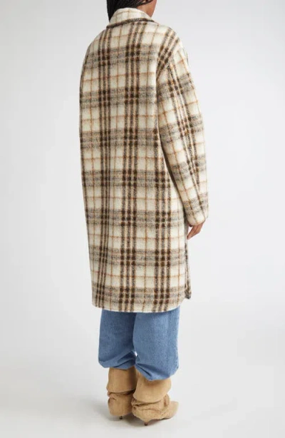 Isabel Marant Étoile Gabriel Plaid Wool Blend Coat In Brown