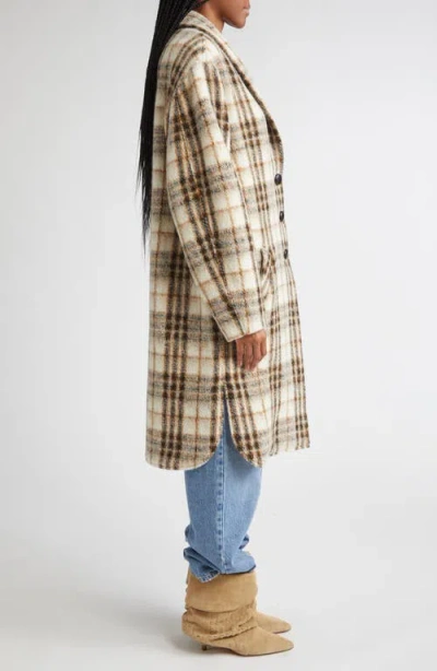 Isabel Marant Étoile Gabriel Plaid Wool Blend Coat In Brown