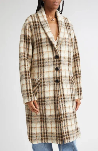 Isabel Marant Étoile Gabriel Plaid Wool Blend Coat In Brown