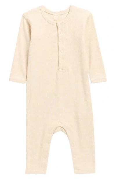 Quincy Mae Rib Organic Cotton Blend Romper In Brown