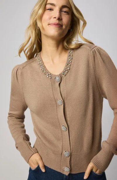 Splendid Montana Crystal Embellished Cardigan In Brown