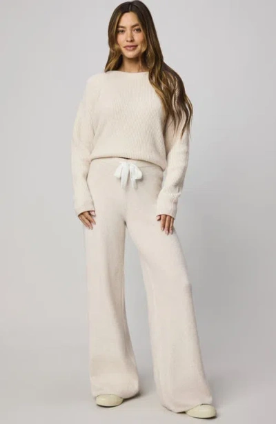 Splendid Stassi Rib Side Sweater Pants In Neutral