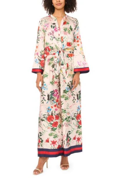 Vince Camuto Tie Front Flare Sleeve Shirt In Neutral