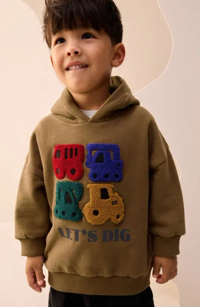 Next Kids' Let's Dig Appliqué Hoodie In Brown