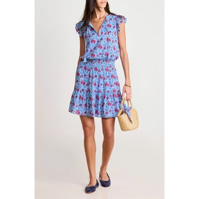 Vineyard Vines Julie Sleeveless Smocked Minidress In Blue