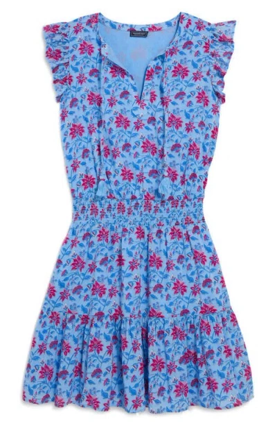 Vineyard Vines Julie Sleeveless Smocked Minidress In Blue