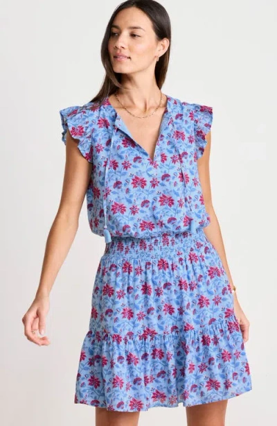 Vineyard Vines Julie Sleeveless Smocked Minidress In Blue