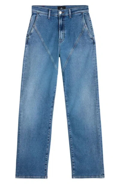 Seven Stovepipe Straight Leg Jeans In Blue