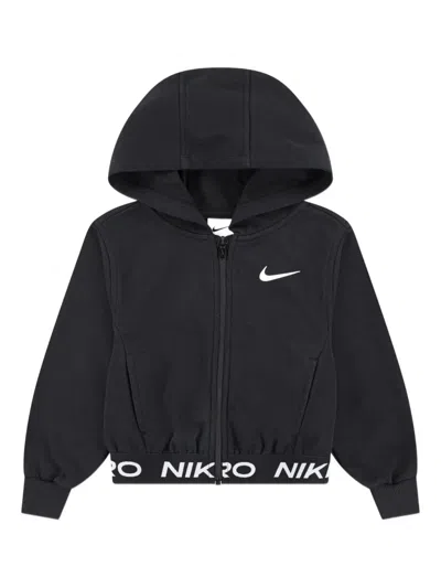Nike Girls Np Essentials Zip Up Top In Black