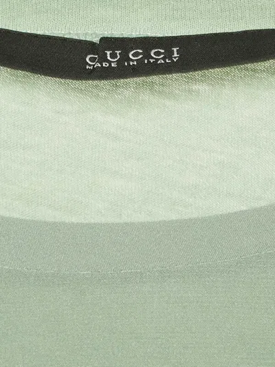 Pre-owned Gucci Floral-print Silk T-shirt In Green