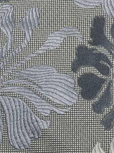 Pre-owned Emporio Armani Floral-print Silk Tie In Gray