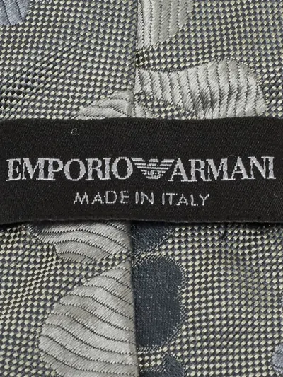 Pre-owned Emporio Armani Floral-print Silk Tie In Gray
