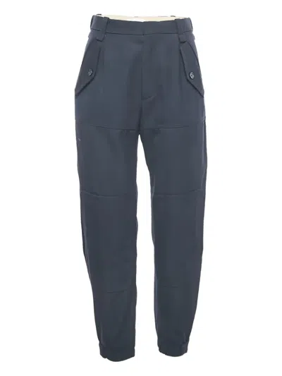 Pre-owned Chloé Gabardine Straight-leg Trousers In Blue