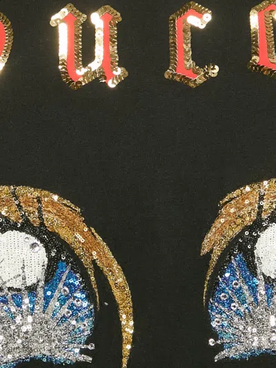 Pre-owned Gucci Sequin-embellished T-shirt In Black