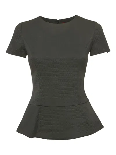 Pre-owned Boss Green Hugo Boss Jacquard Peplum Top In Black