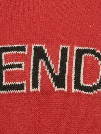 Pre-owned Fendi Logo-detail High-neck Sweater In Red
