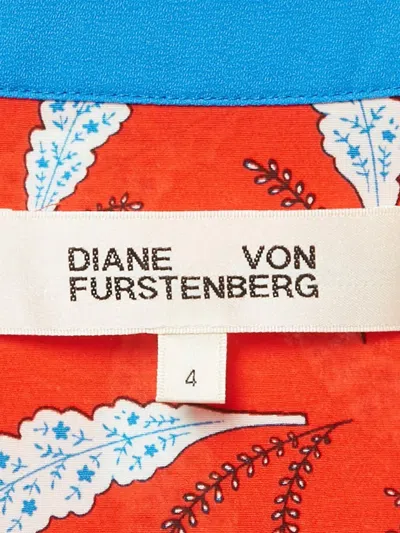 Pre-owned Dvf Vintage Leaf-print Tied-waist Jumpsuit In Red