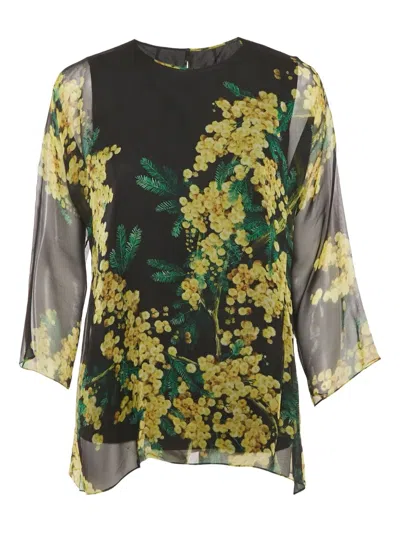 Pre-owned Dolce & Gabbana Floral-print Blouse In Black
