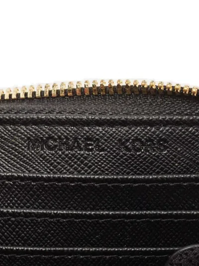 Pre-owned Michael Kors Saffiano-leather Zip-around Wallet In Black