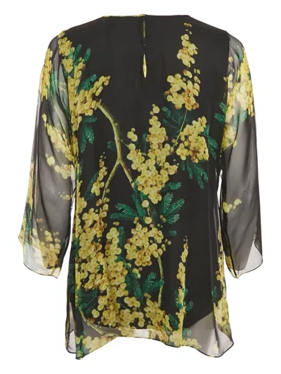 Pre-owned Dolce & Gabbana Floral-print Blouse In Black