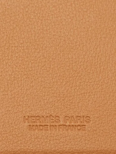 Pre-owned Hermes 2023 Walrus Magsafe Leather Stitched Wallet In Brown