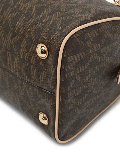 Pre-owned Michael Michael Kors Grayson Monogram Coated-canvas Tote Bag In Brown