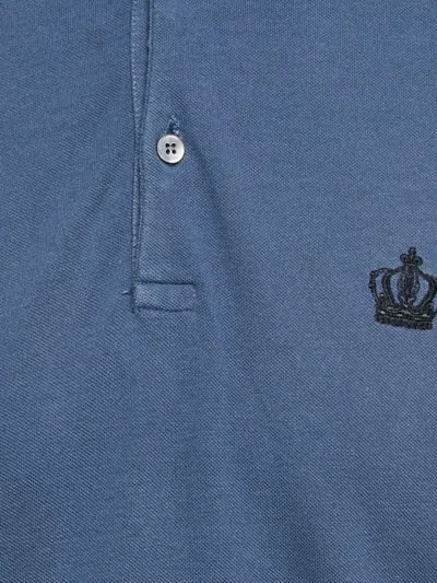 Pre-owned Dolce & Gabbana Crown-embroidered Polo Shirt In Blue