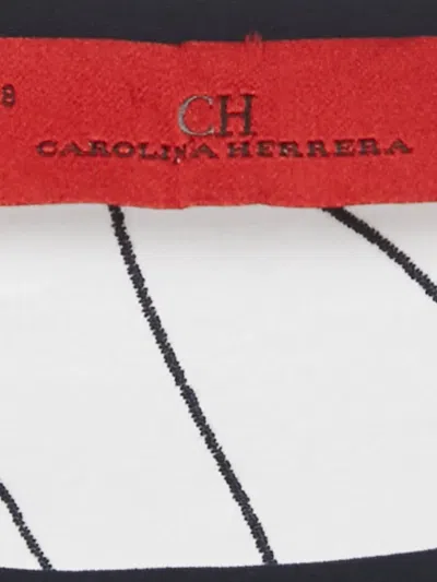 Pre-owned Carolina Herrera Floral-print Self-tie Belt Dress In White