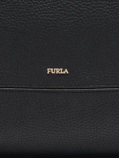 Pre-owned Furla Pebble-leather Satchel Bag In Black