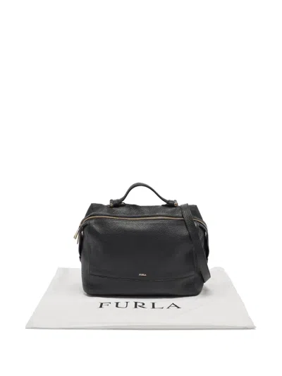 Pre-owned Furla Pebble-leather Satchel Bag In Black