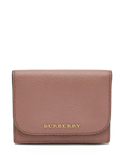 Pre-owned Burberry Logo-lettering Leather Wallet In Pink