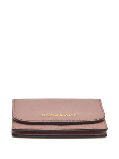 Pre-owned Burberry Logo-lettering Leather Wallet In Pink