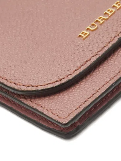 Pre-owned Burberry Logo-lettering Leather Wallet In Pink
