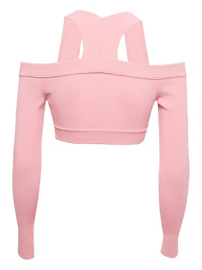 Pre-owned Alexander Mcqueen Rib-knit Cut-out Top In Pink