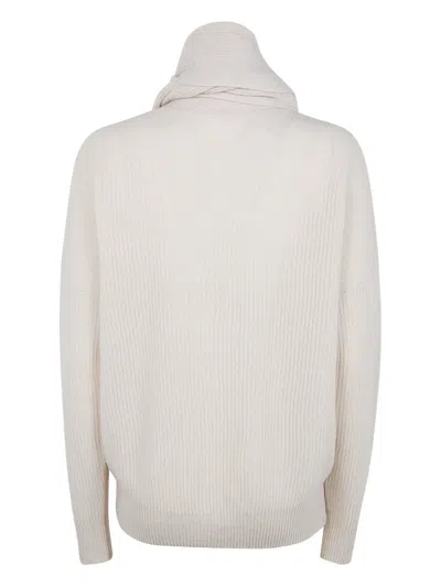Liviana Conti Lasonne Ribbed Scarf Sweater In Neutral