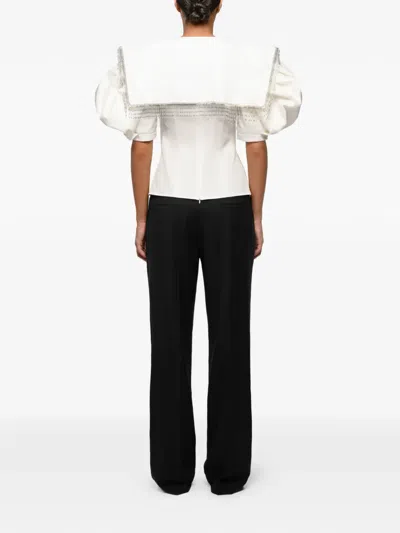 Anouki Crystal-embellished Puff-sleeve Blouse In White