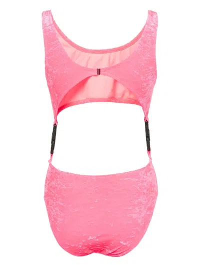 Pre-owned Gcds Cut-out Buckle-detail Swimsuit In Pink
