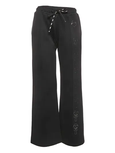 Pre-owned Fendi Illustration-print Jersey Trousers In Black