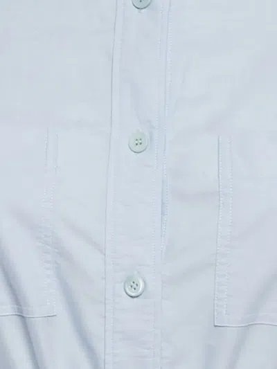 Pre-owned Burberry Embroidered-logo Belted Shirt Midi Dress In Blue