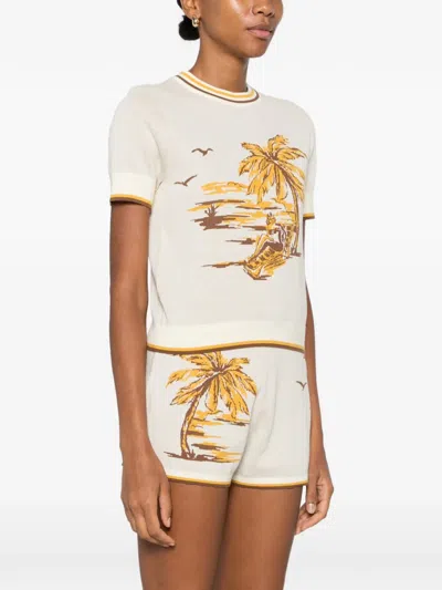 Zimmermann Daylightpam-tree Jacquard T-shirt In Neutral