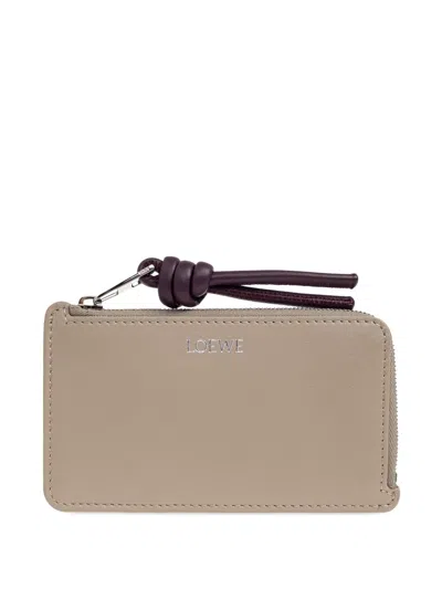 Loewe Zip-fastening Knot-detail Card Holder In Neutral