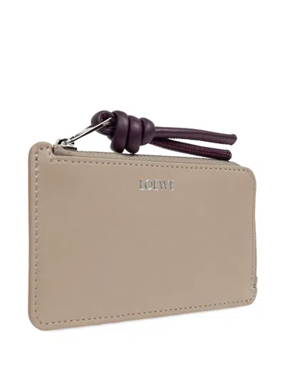 Loewe Zip-fastening Knot-detail Card Holder In Neutral