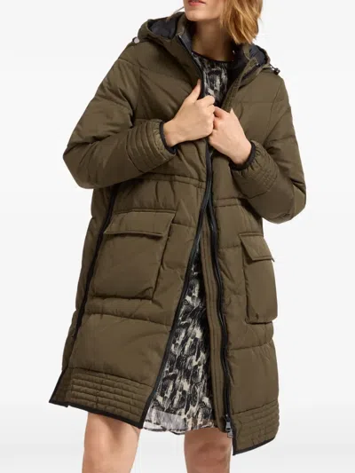Elena Miro' Hooded Pocket Coat In Green