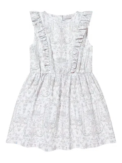 几何图案荷叶边饰连衣裙