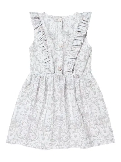 几何图案荷叶边饰连衣裙