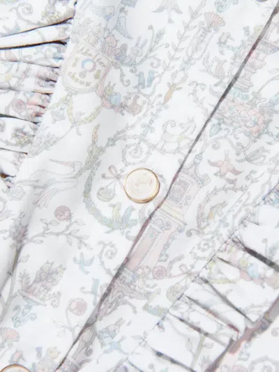 几何图案荷叶边饰连衣裙