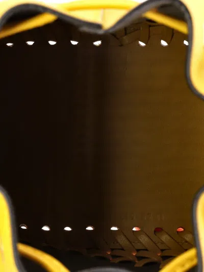 Pre-owned Fendi Mon Tresor Leather With Whipstitch Detail Mini Bucket Bag In Yellow