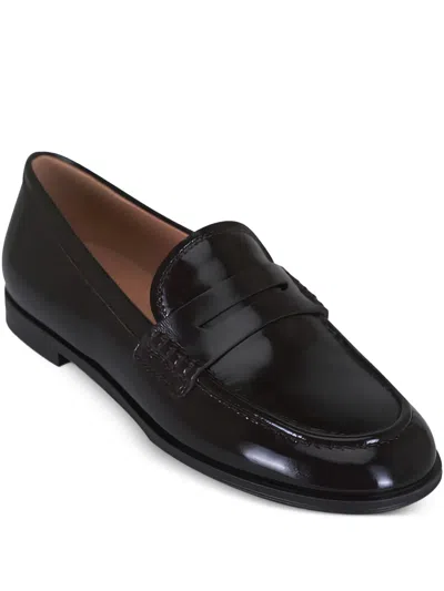 Gianvito Rossi Georgie Mocha Penny-strap Loafers In Black